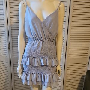 She + Sky Light Blue Smocked Dress